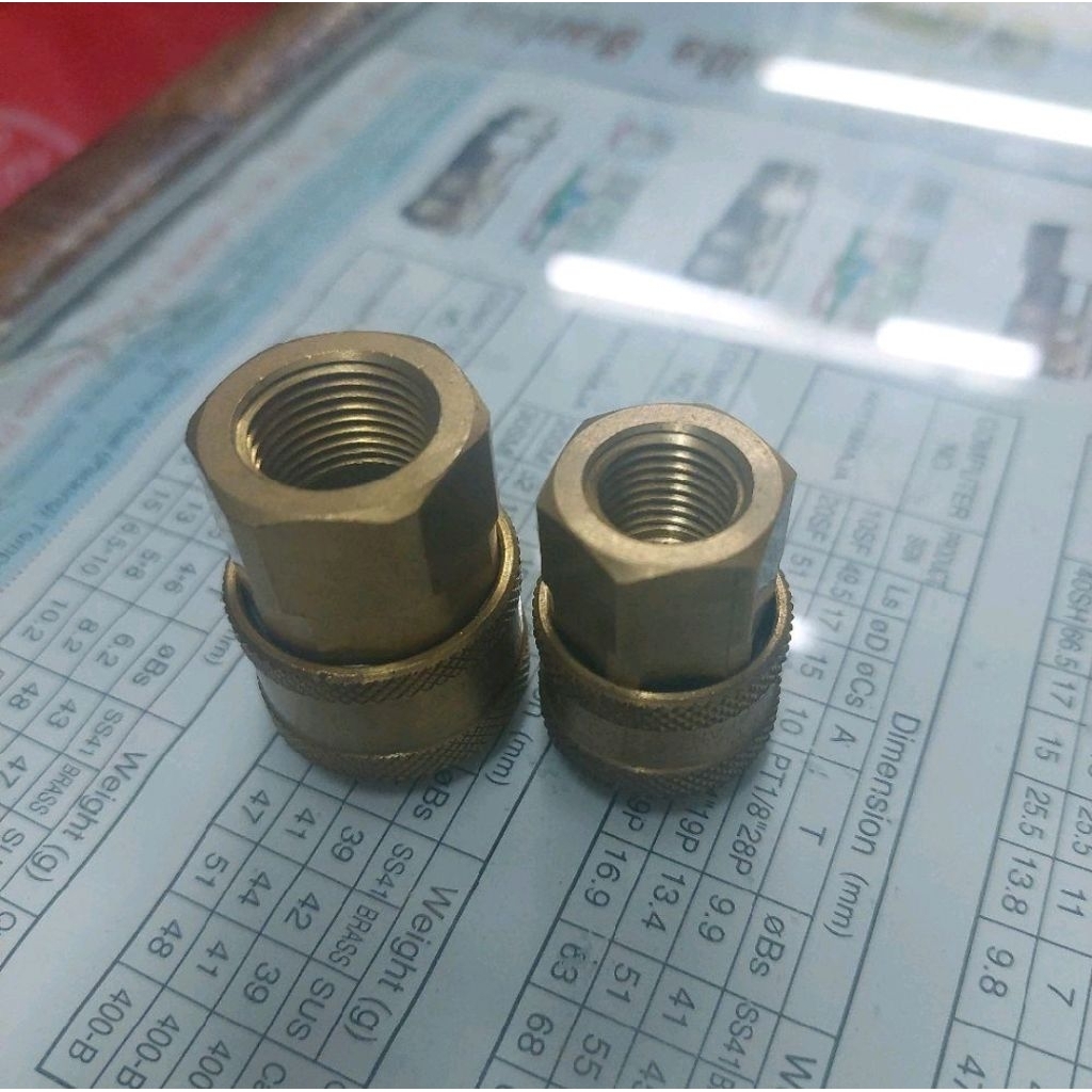 coupler TS 08 dan 12 drat dalam drat luar kuningan