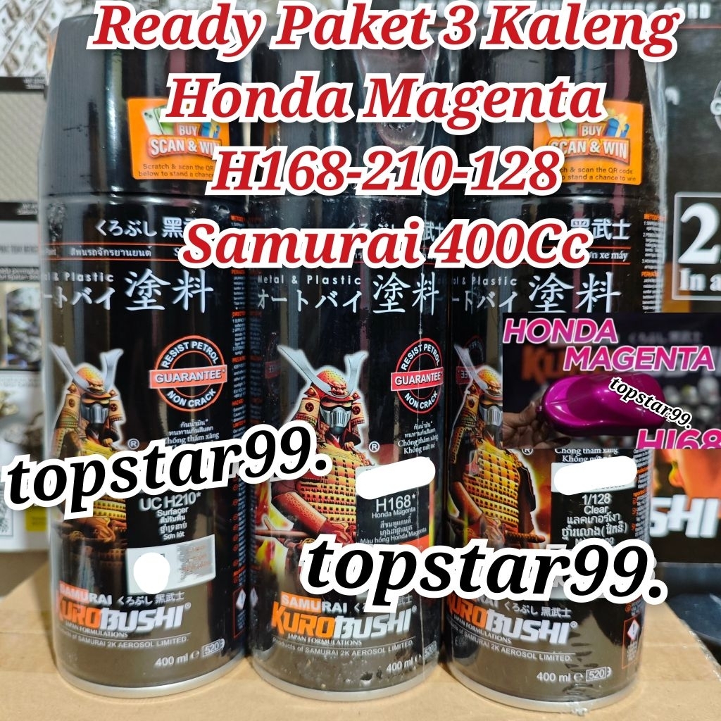Pilok Pylox Cat Samurai Paket 3 Kaleng Honda Magenta H168 168 Pink Tua Epoxy Surfacer UC H210 210 Si