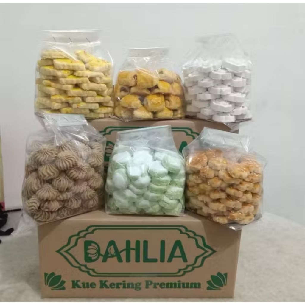 Hampers IDUL FITRI : Dahlia kue kering Premium. per dus isi 6 varian sesuai foto