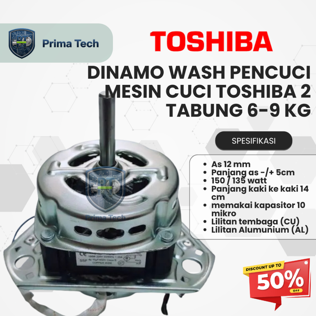 Dinamo Wash Pencuci Mesin Cuci toshiba 2 Tabung 6-9 Kg