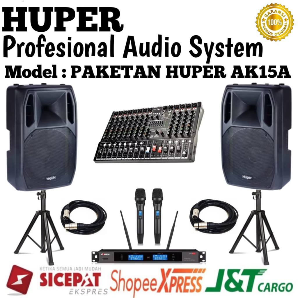 Paket Sound system Aktif Huper Ak15a Original Speaker Aktif Huper 15inch