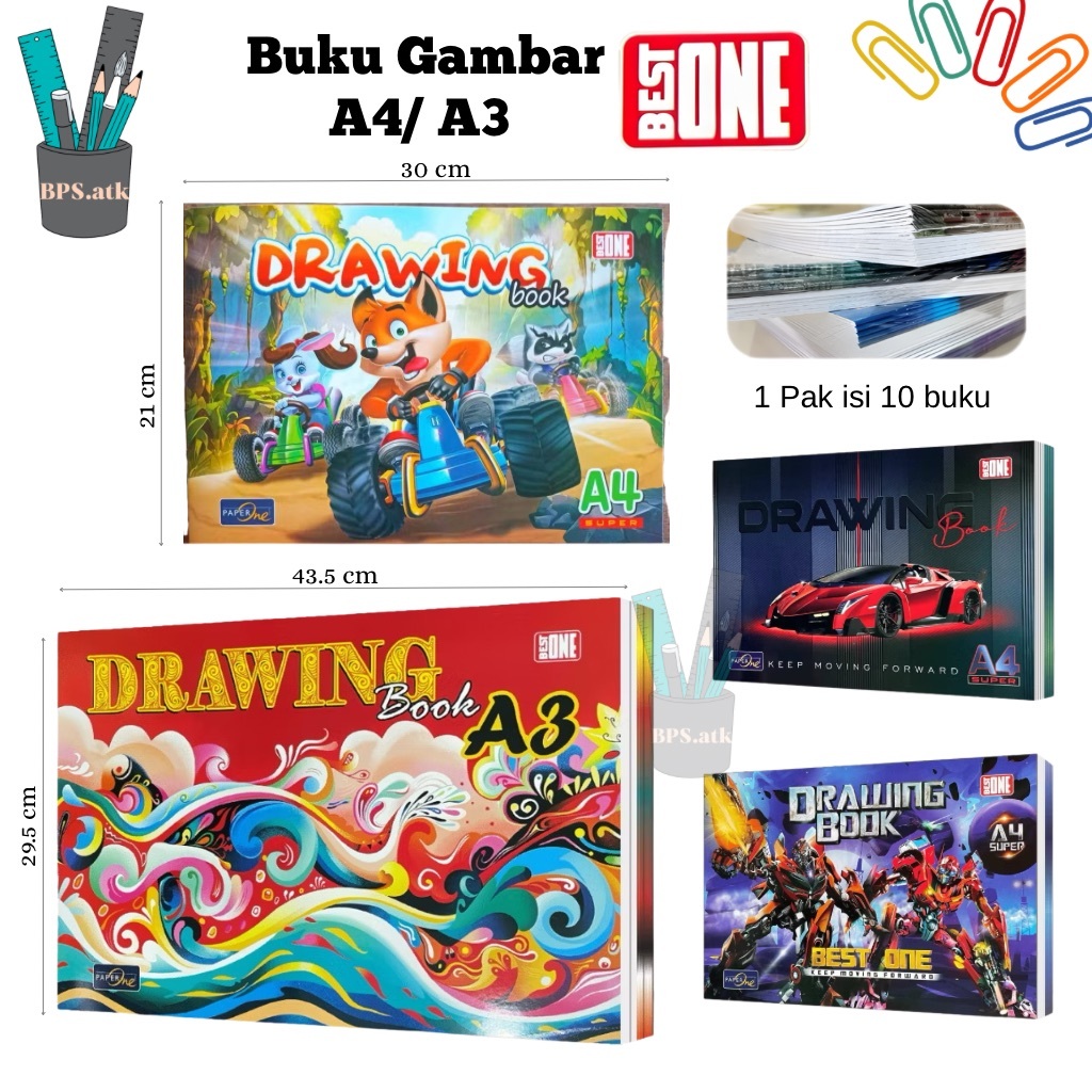 (10 pcs) Buku Gambar BEST ONE A4 / A3 - Buku Gambar Karakter Kertas Tebal
