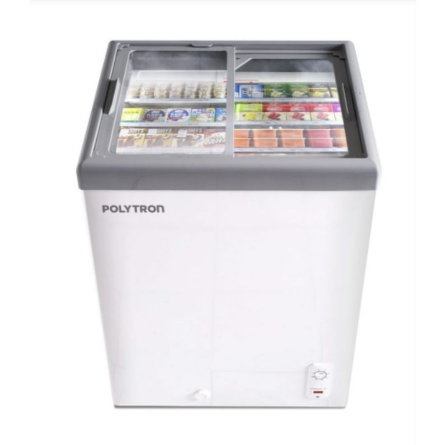 POLYTRON PCF 129 Freezer Box, Chest Freezer Tutup Kaca Kapasitas 100 liter #25123