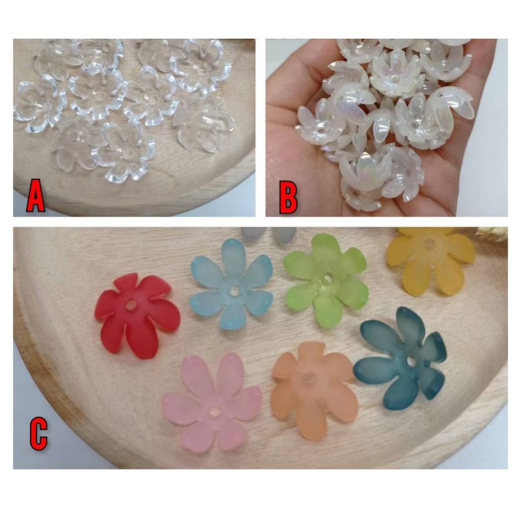 20 Biji Manik Kelopak Bunga Akrilik Kelopak Bunga akrilik kelopak