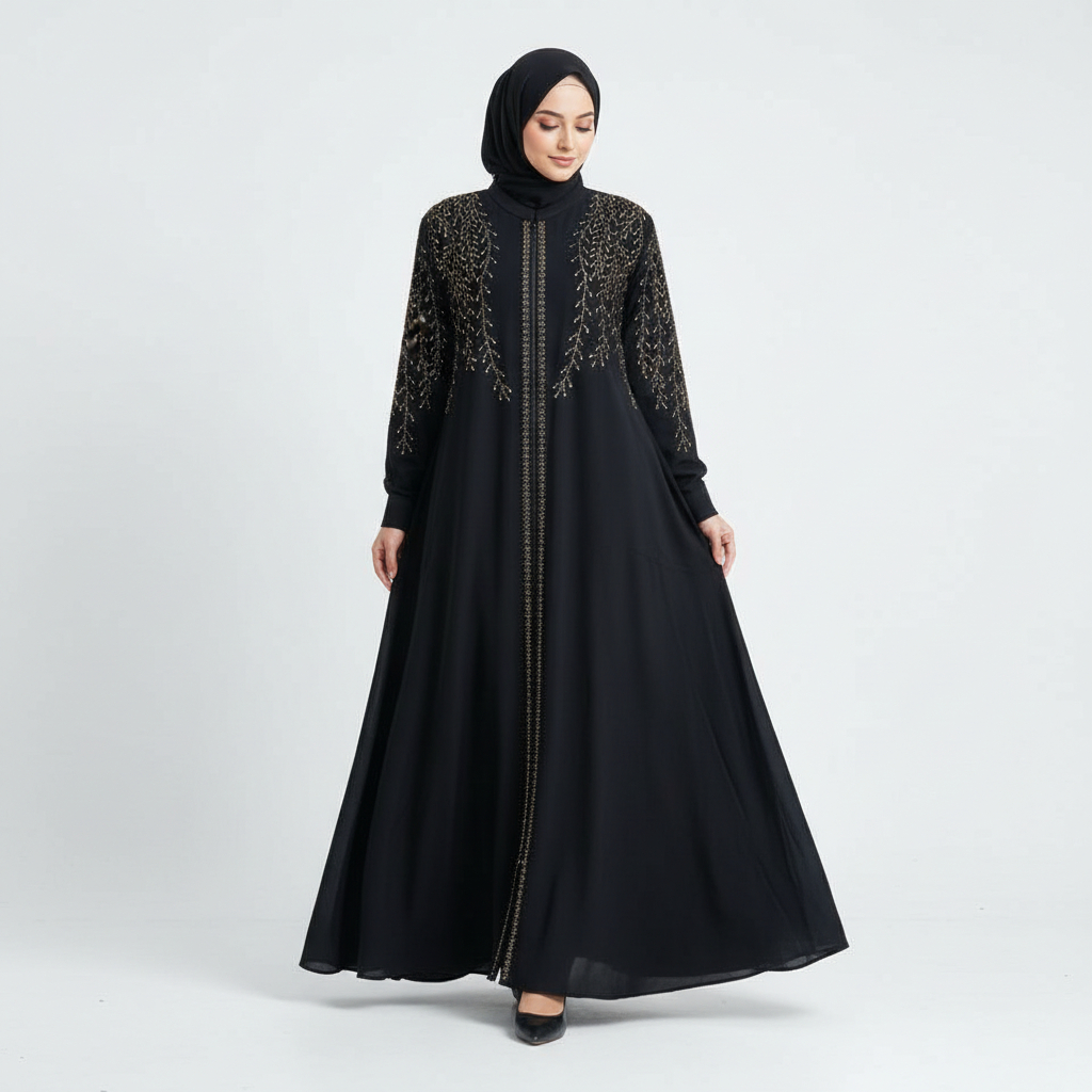 MALABIS - Zara Gamis Hitam Elegan Swaroski Premium | Gamis Jumbo LD 120 PB 140 | Gamis Pesta Muslima