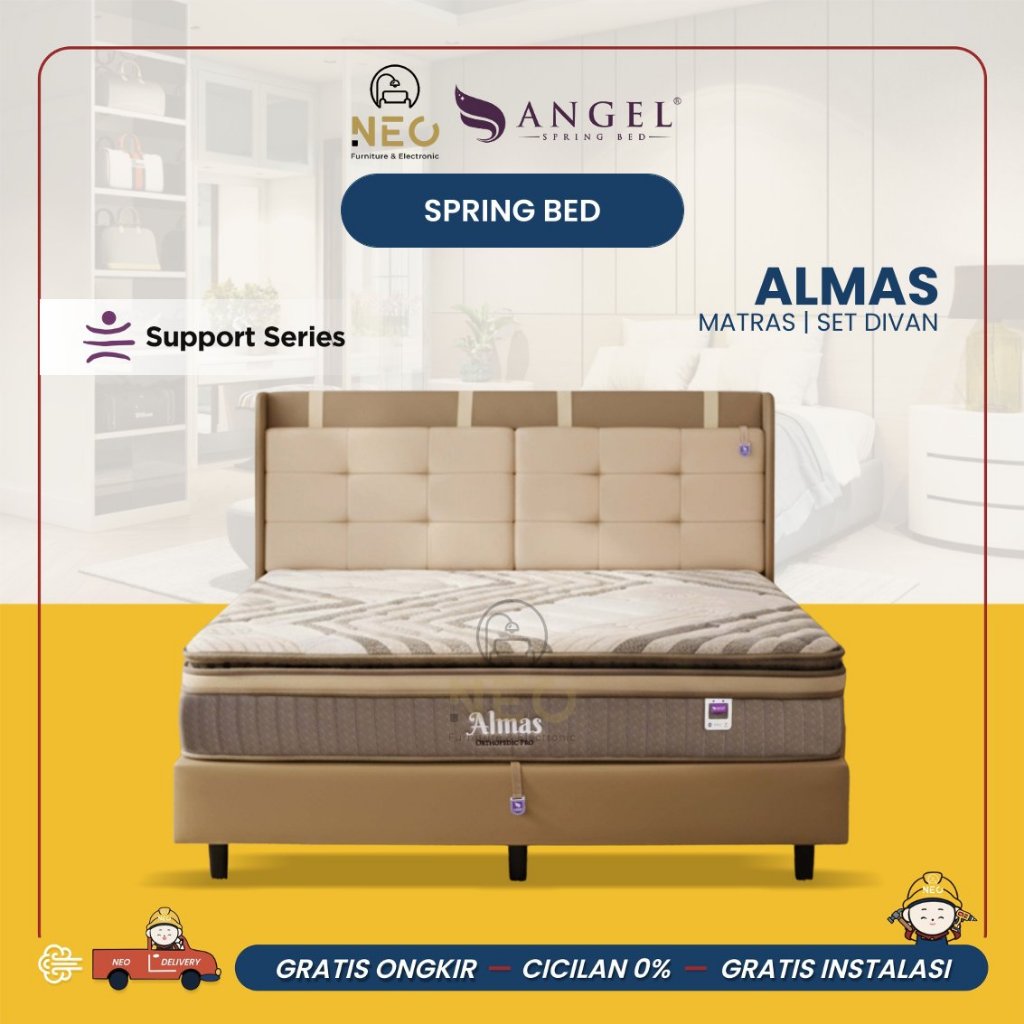 NEO - SPRING BED ANGEL ALMAS FULLSET KASUR AJA MATRASS ONLY  SET DIVAN RANJANG  TEMPAT TIDUR KING SI