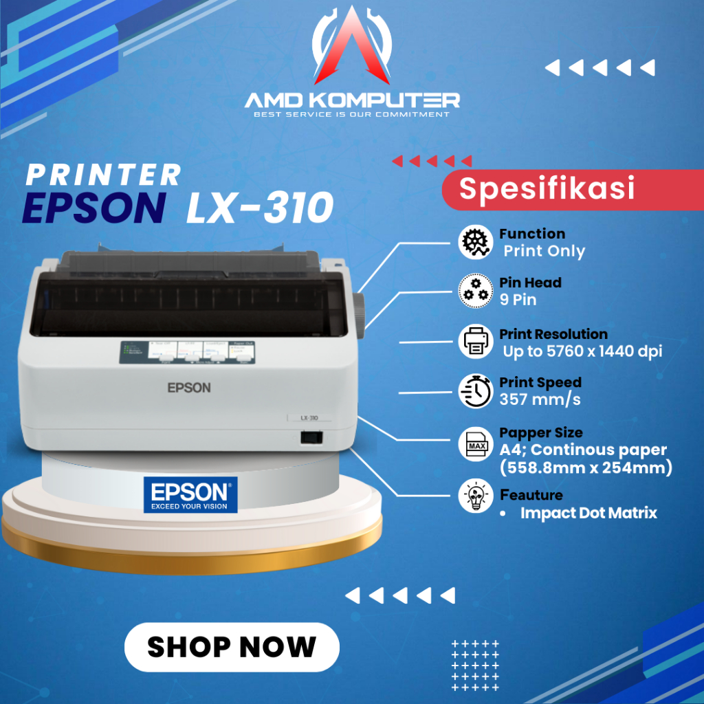 Printer Epson LX310 Dotmatrix Cetak Kertas NCR Epson LX-310 Printer Baru Garansi Distributor LX 310