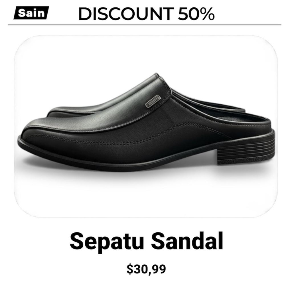 Sepatu Sandal Pria Sepatu Sandal Selop Pria kulit - Urban Stlye