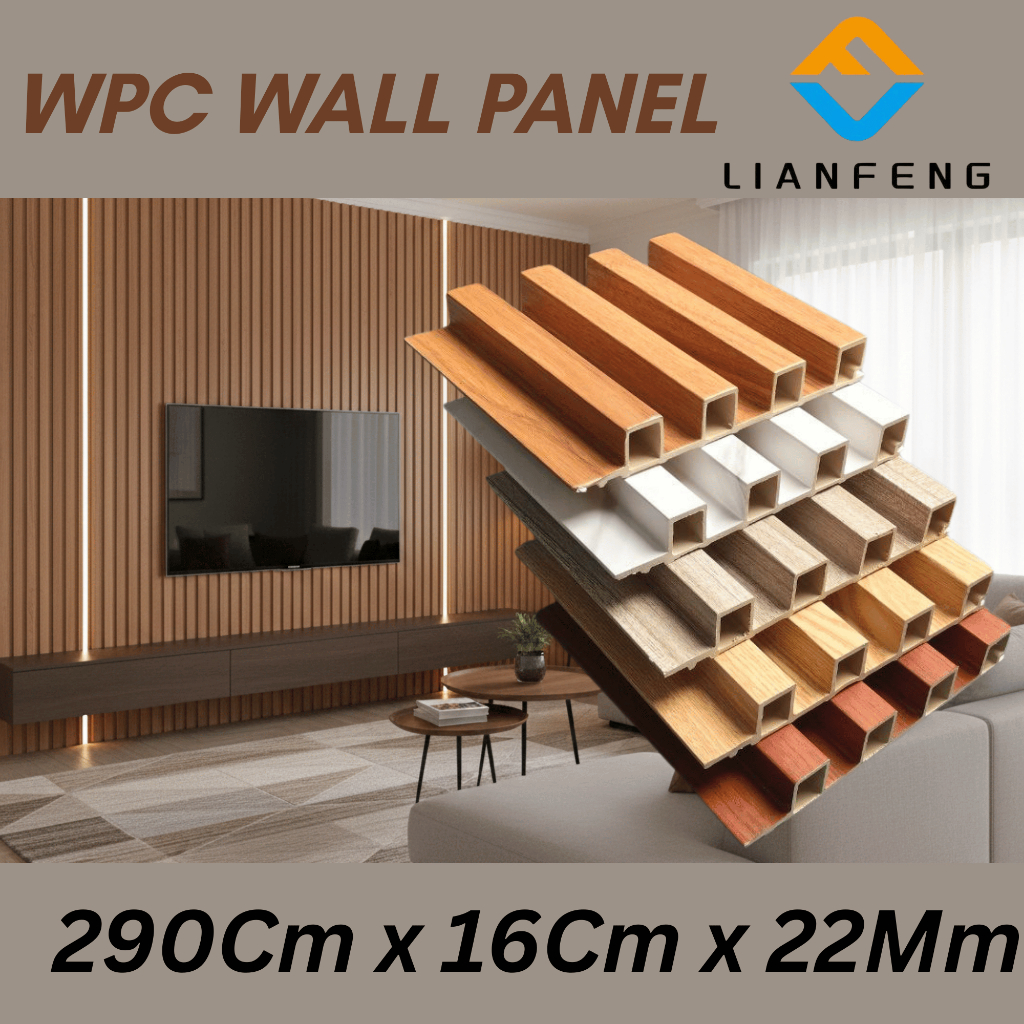 WPC Wallpanel Dinding 290x16cm - Wood Panel Kayu Dekorasi Interior Mewah - Wallpaper 3D Kisi Kisi Ka
