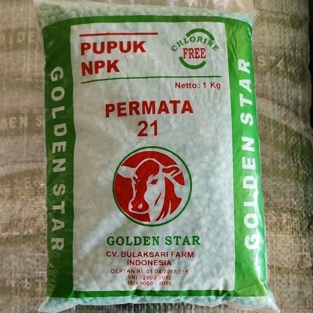 NPK GOLDEN STAR 21 PERMATA 1kg x 25pcs.Kemasan baru dari golden max 21 21 21