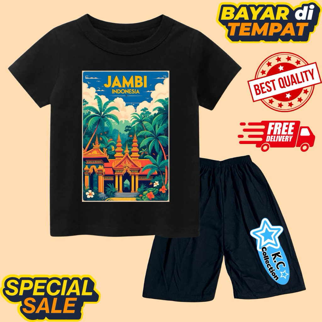 setelan kaos anak unisex dapat celana kaos oleh oleh souvenir khas daerah JAMBI