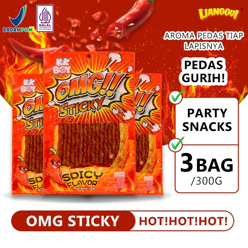 Lianggui - Halal OMG Spicy Sticks Cemilan –Addictively Spicy Kids Treat Party Bites Viral Bestseller