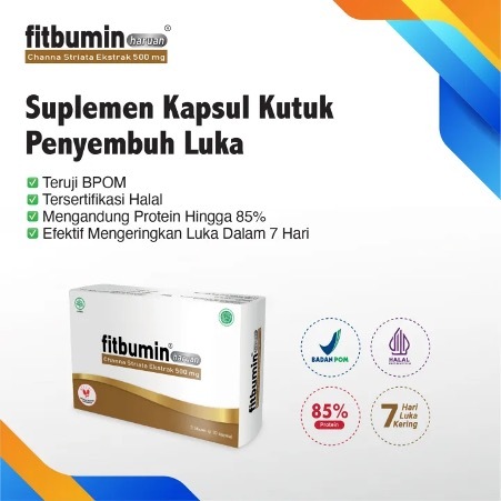 Fitbumin Haruan - Obat Pengering Luka Operasi Ekstrak Albumin Ikan Gabus - Fitbumin Haruan Suplemen 