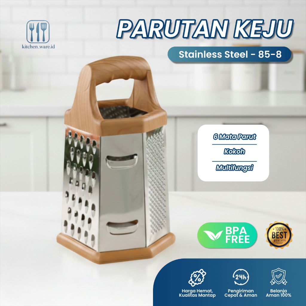 Parutan Keju menara 6 sisi serbaguna Stainless Parutan Serbaguna