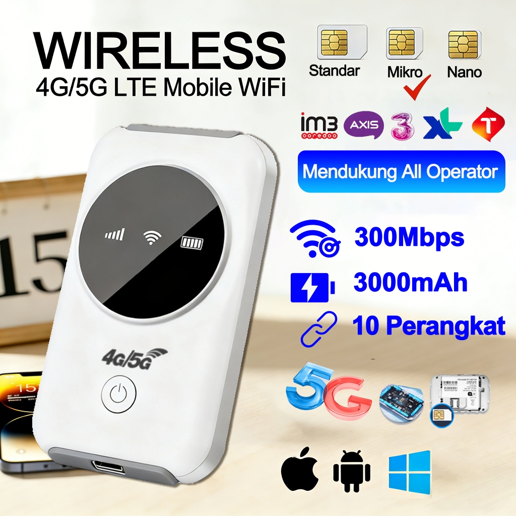 WIFI Portable 4g all operator 300Mbps Mobile WiFi Hotspot | Modem Wifi all operator Sim Card 3200mAh