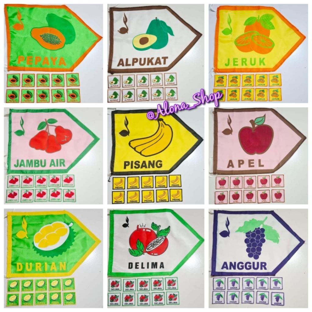 ( 1 Peket = 1 Bendera Regu + 10 Bet Regu ) Regu Pramuka Warna Nama Buah Buahan