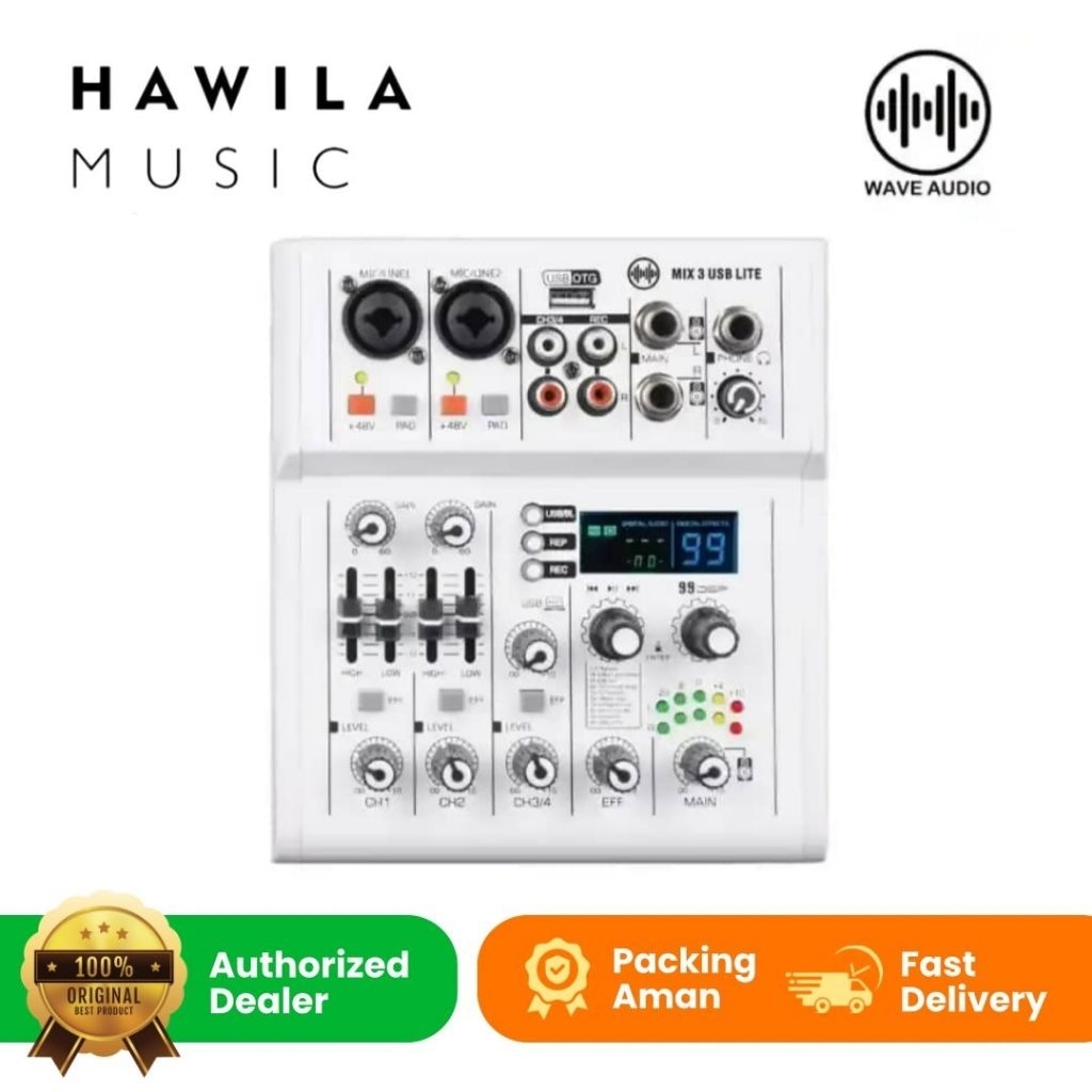 Wave Audio Wave Mix 3 USB Lite Mini Mixer Audio USB Soundcard Profesional Monitor