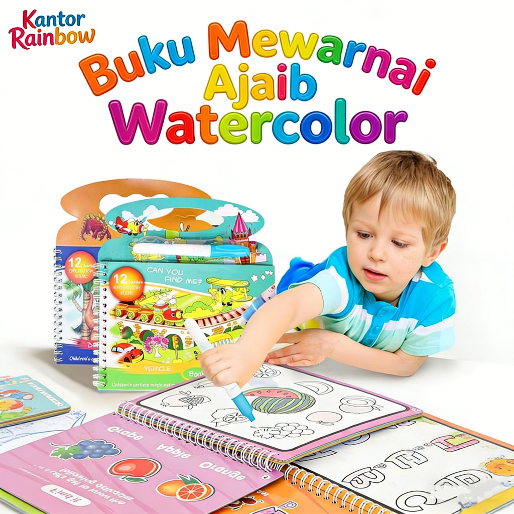 Buku Mewarnai Ajaib Watercolor Edukatif Seru | Belajar Mewarnai untuk Anak | Buku Gambar Ajaib