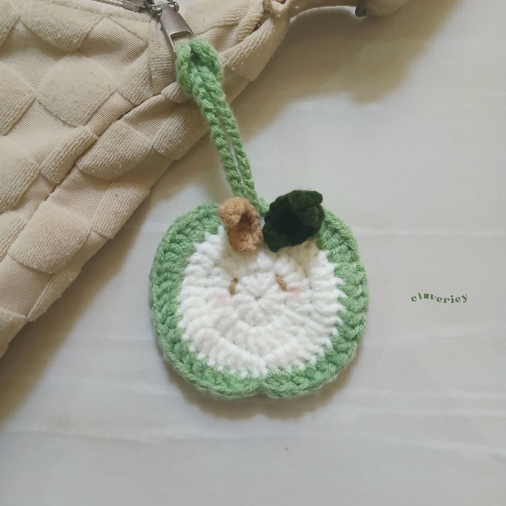 apple pouch crochet | pouch apel rajut | earphone & earbuds pouch