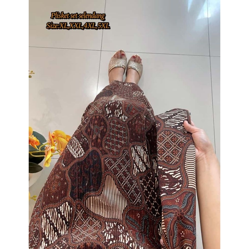 Kamen Plisket Batik Set Selendang Standart Jumbo Set Selendang Premium Terbaru
