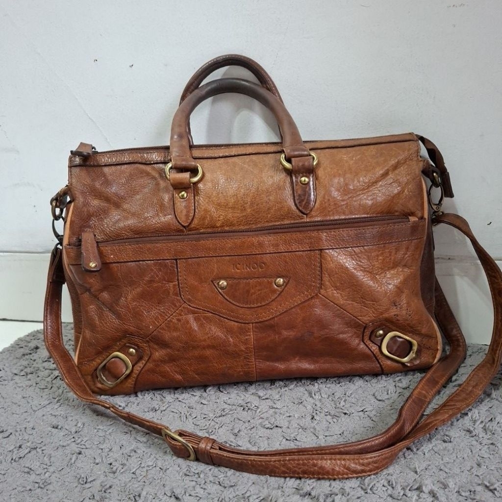 Top Handle Sling Vintage Bag Genuine Leather, Tas Kulit Sapi Asli