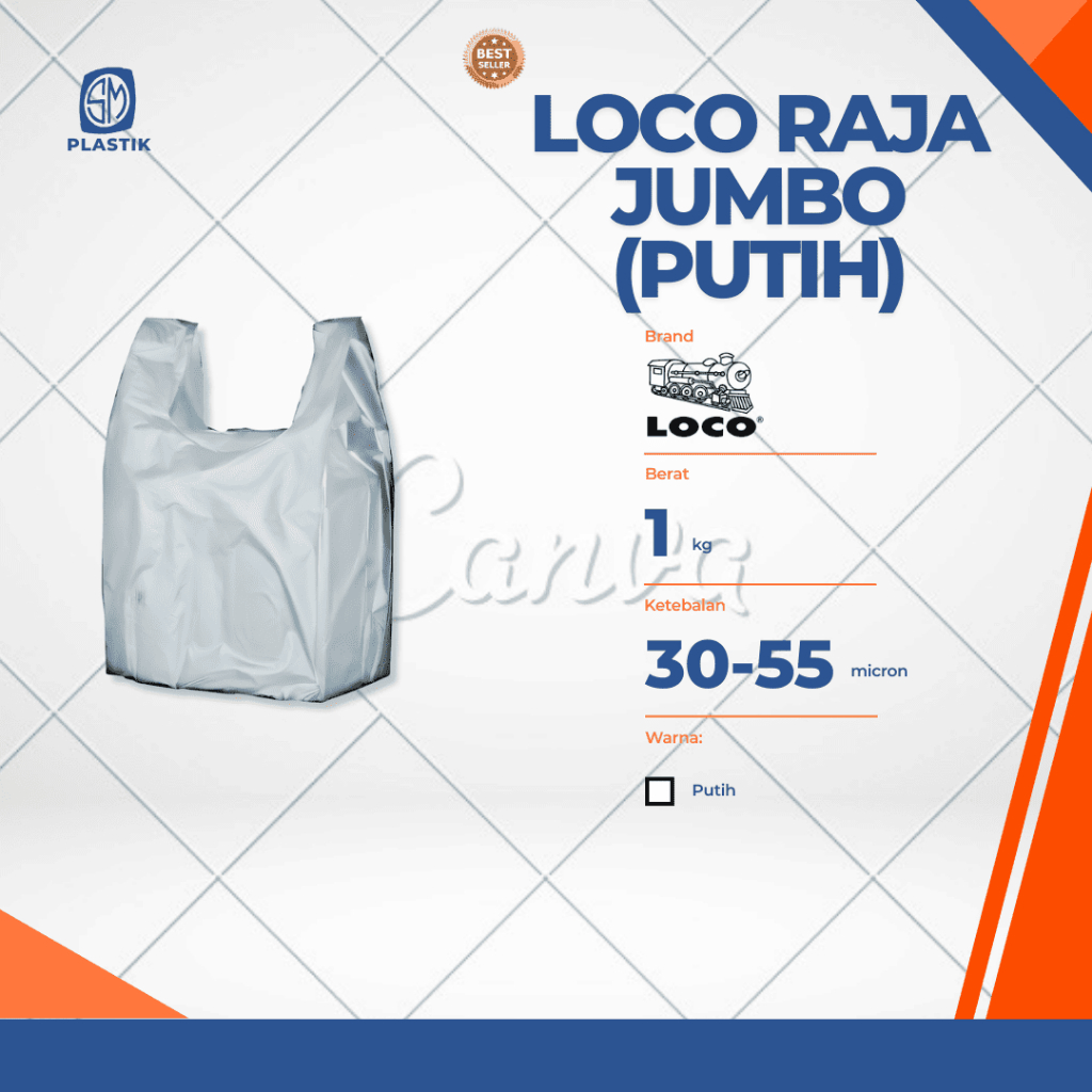 Kantong Plastik Kresek Loco Putih Tebal Ukuran 50 x 75 / Raja Jumbo