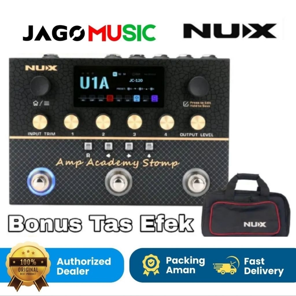 Effect Nux Amp Academy Stomp Compact Modeler Efek Gitar Nux Amp Academy