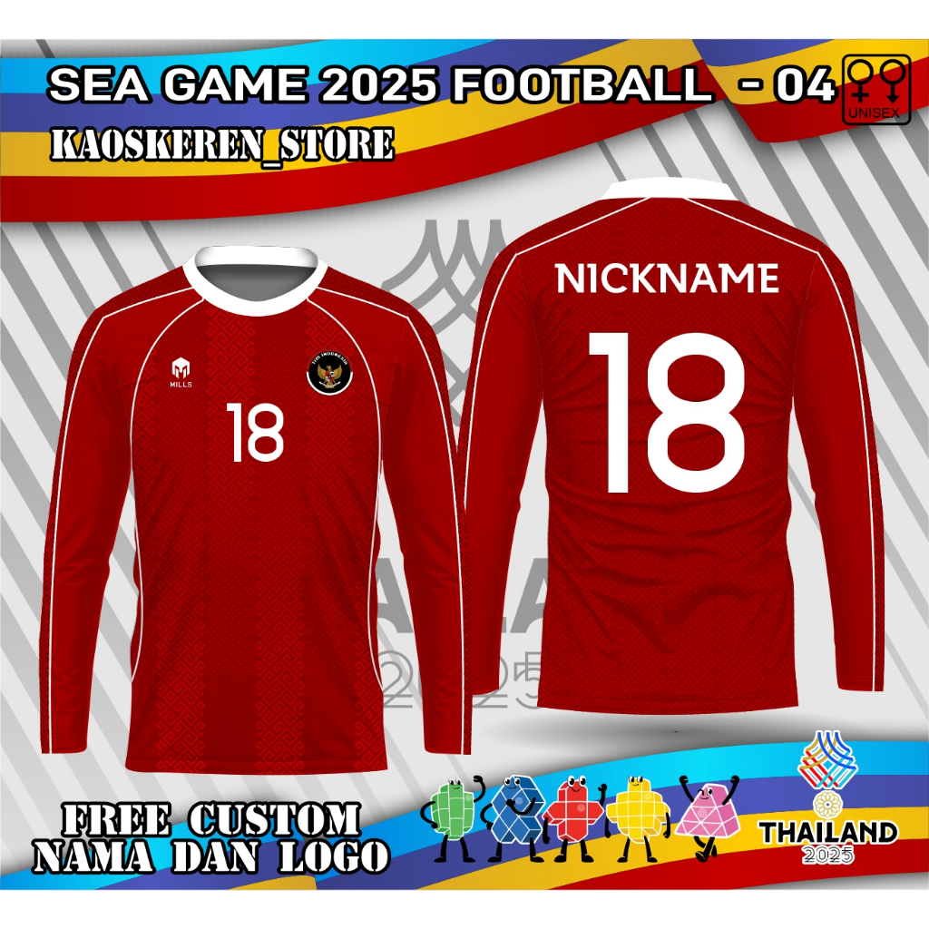 Jersey bola timnas indonesia sea games thailand 2025 lengan panjang kaos sea games timnas indonesia 
