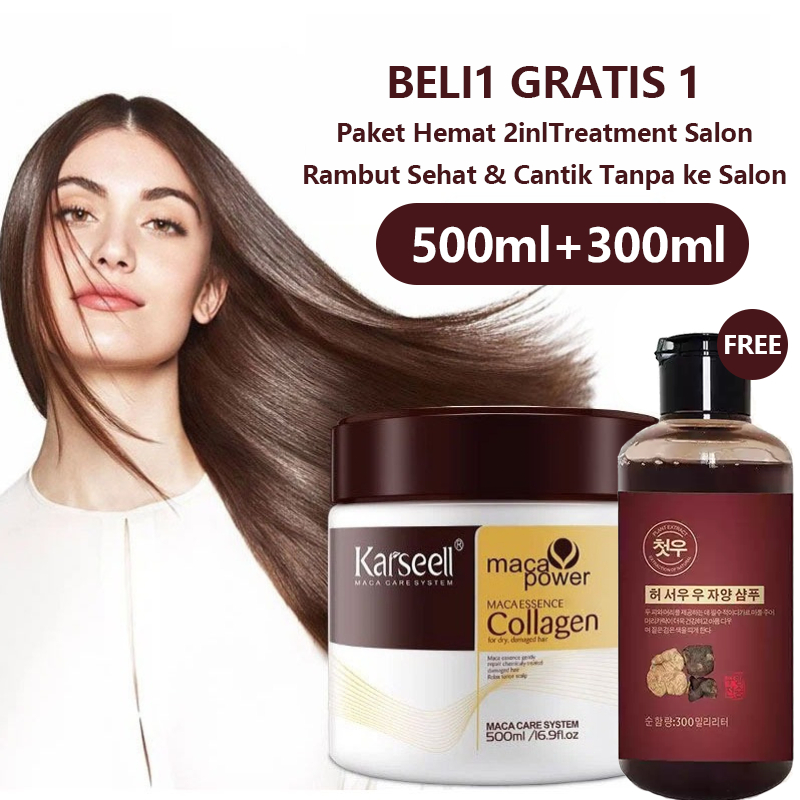 [BELI1 GRATIS 1]KARSEELL Collagen Hair Mask Pelurus Rambut Original Masker Rambut Keratin Smoothing 
