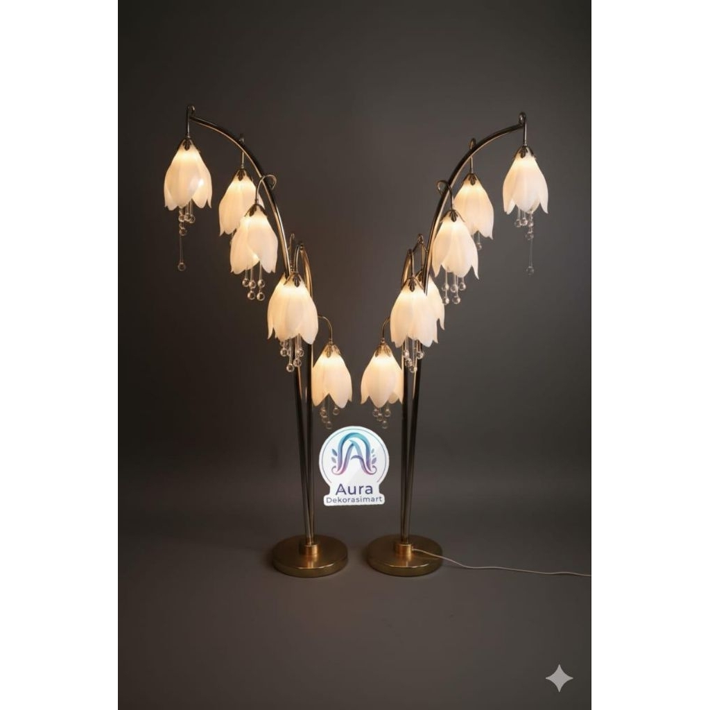 Standing Lampu Tulip / Lampu Dekorasi Murah / Standing LED Lily Crystal