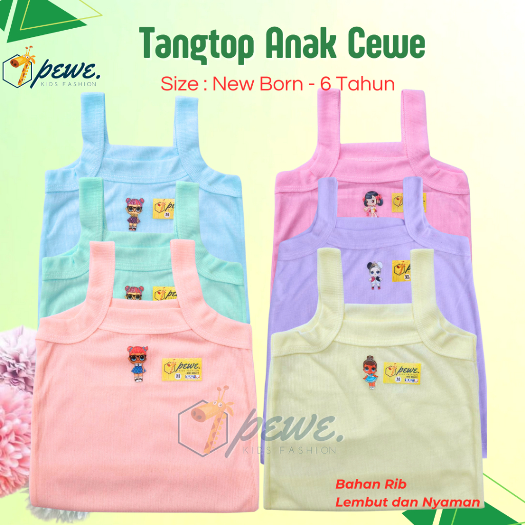 12 pcs tangtop  anak perempuan nyaman/tanktop anak perempuan lembut/tangtop anak perempuan 3 tahun/t