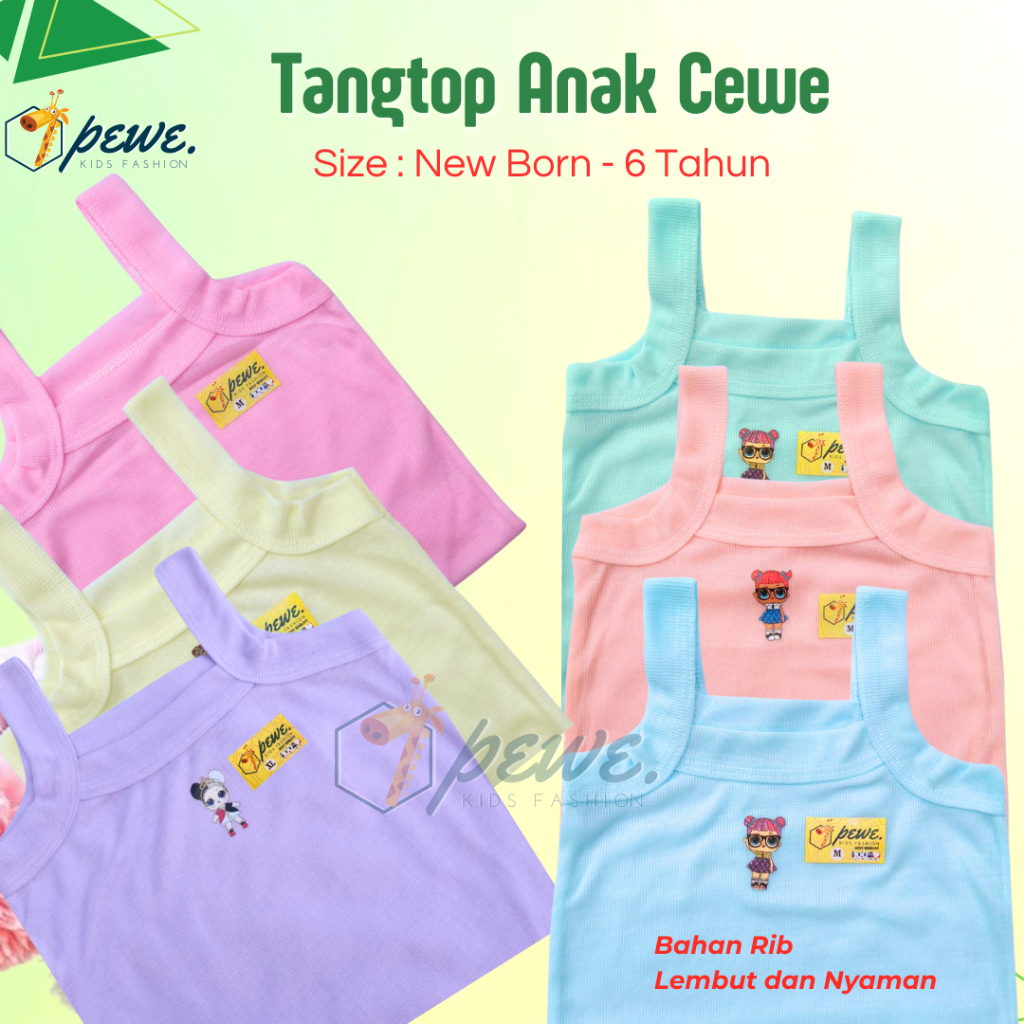 6 pcs tangtop anak perempuan 12 tahun/tanktop anak sorex/baju tanktop anak perempuan/tank top anak/t