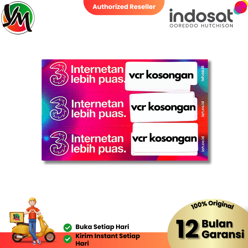 Voucher Indosat / Tri Hutchison Kosongan Harga Grosir Murah (Belum Inject Kuota)
