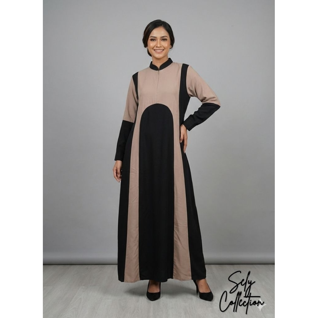 Gamis Wanita Semi Jetblack All Size Lengan Panjang (PRELOVED)