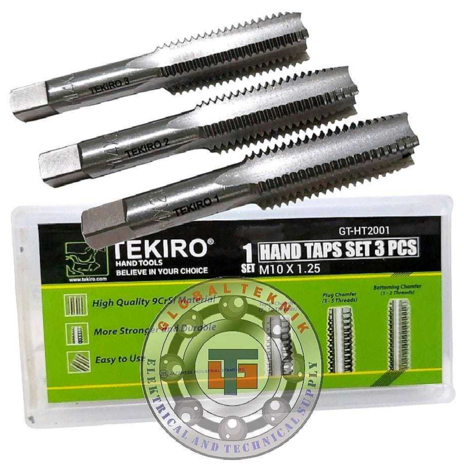 Hand Tap Set M10 X 1.25 mm 3 Pcs Tekiro - 1 Set Hand Tap M10x1.25 mm Tekiro