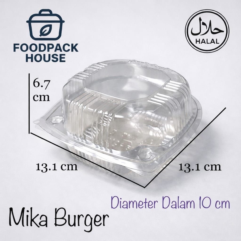 { 1Pack 50Pcs } Mika Burger HB-01 Mika Plastik Hamburger / Mika Sifon Mini / Box Mika Hamburger