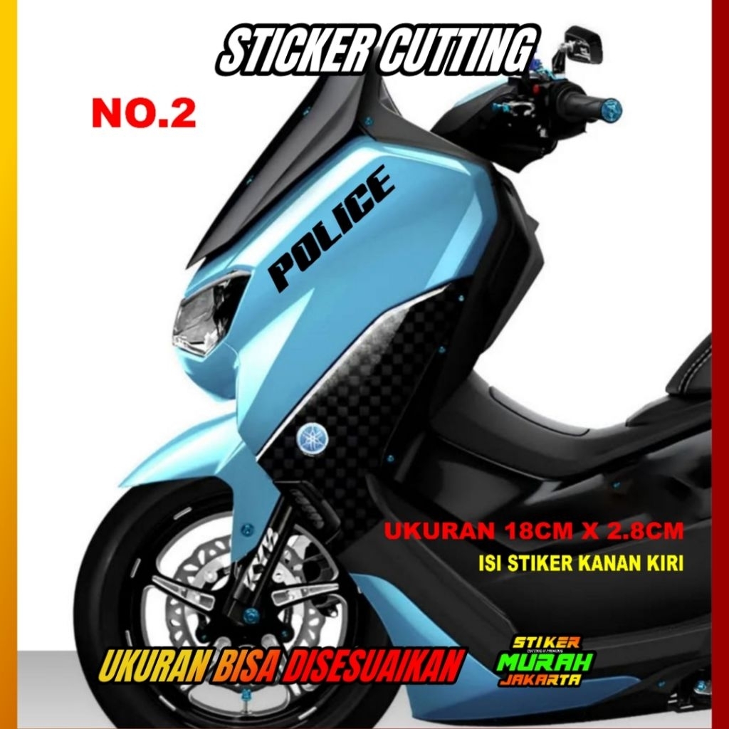 STIKER TAMENG DEPAN MOTOR NMAX LOGO POLICE 2 STICKER CUTTING CUSTOM TRANSPARAN
