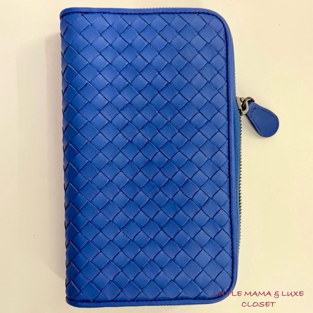 Bottega Veneta Intrecciato Long Wallet – Electric Blue | Preloved Like New NEVER BEEN USED