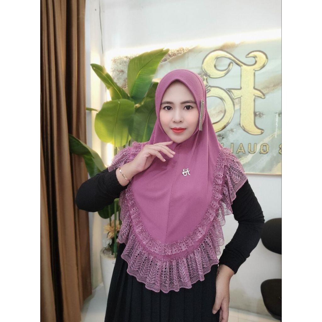jilbab instan fo Humaira ped renda mewah