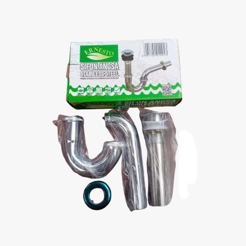 SIFON ANGSA STAINLESS ERNESTO ER-5023 // SIFON PEMBUANGAN WASTAFEL STAINLESS ERNESTO