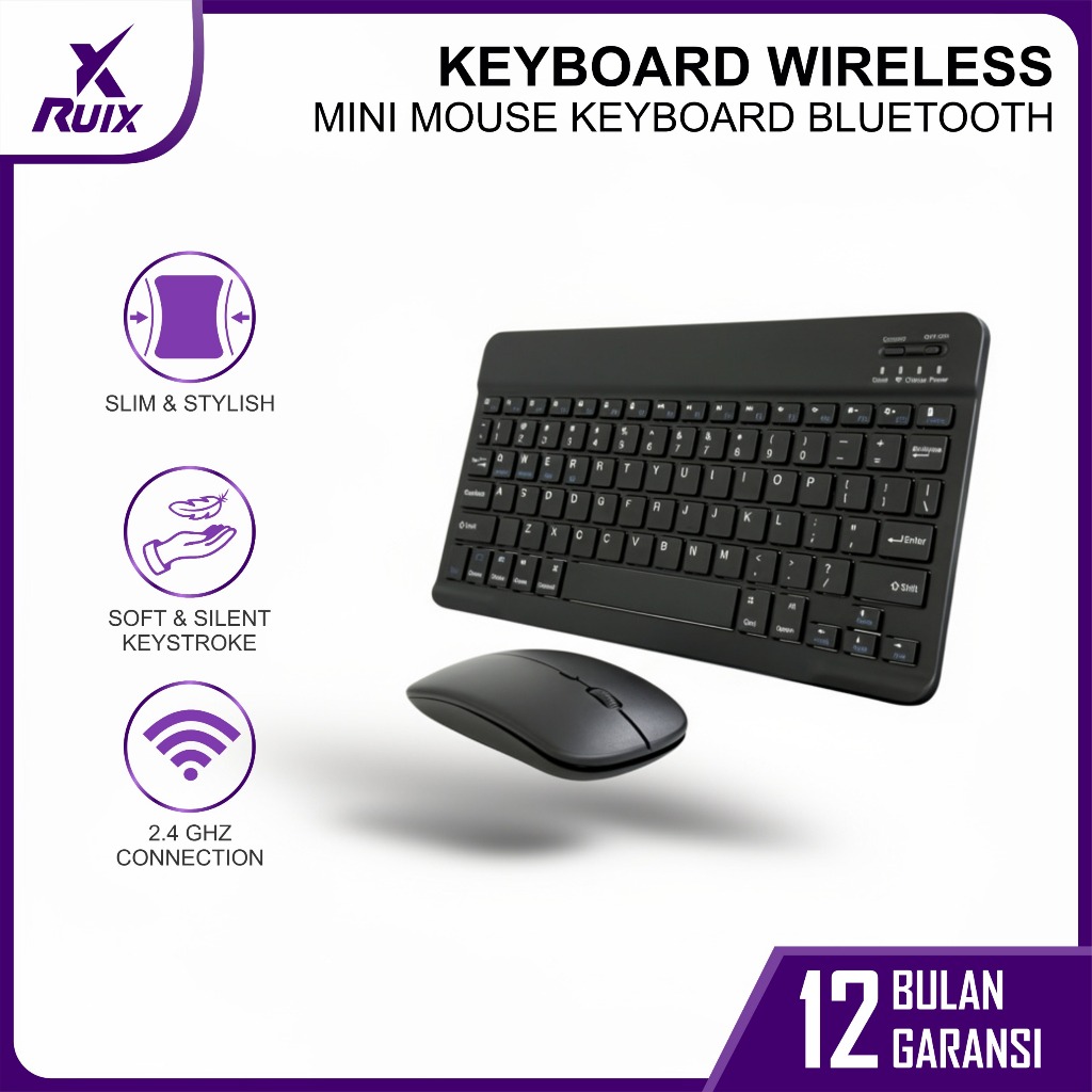 Set Keyboard Mouse Wireless Bluetooth FV-30 Universal Mini For Tablet/Ipad/Laptop/handphone