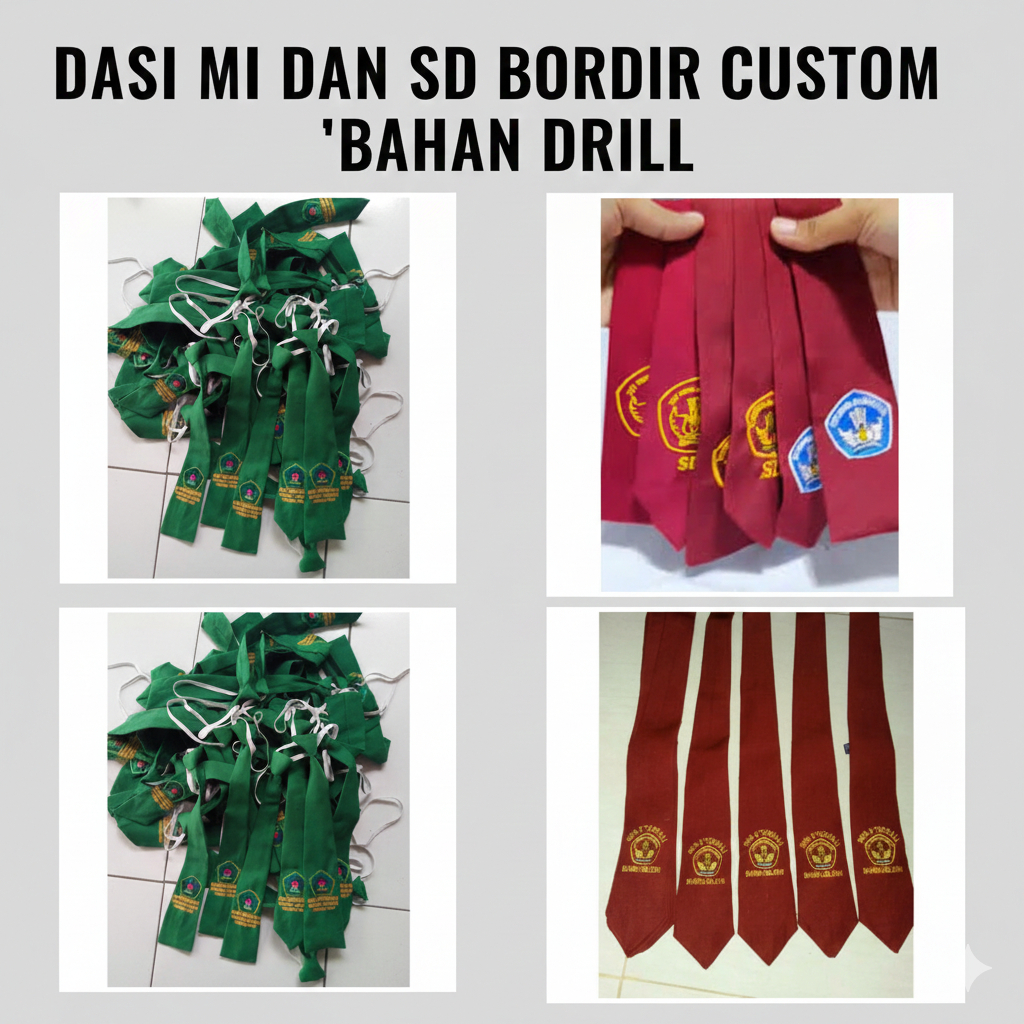 Dasi Sekolah SD & MI Bordir Custom Logo – Dasi Anak Sekolah Kualitas Premium