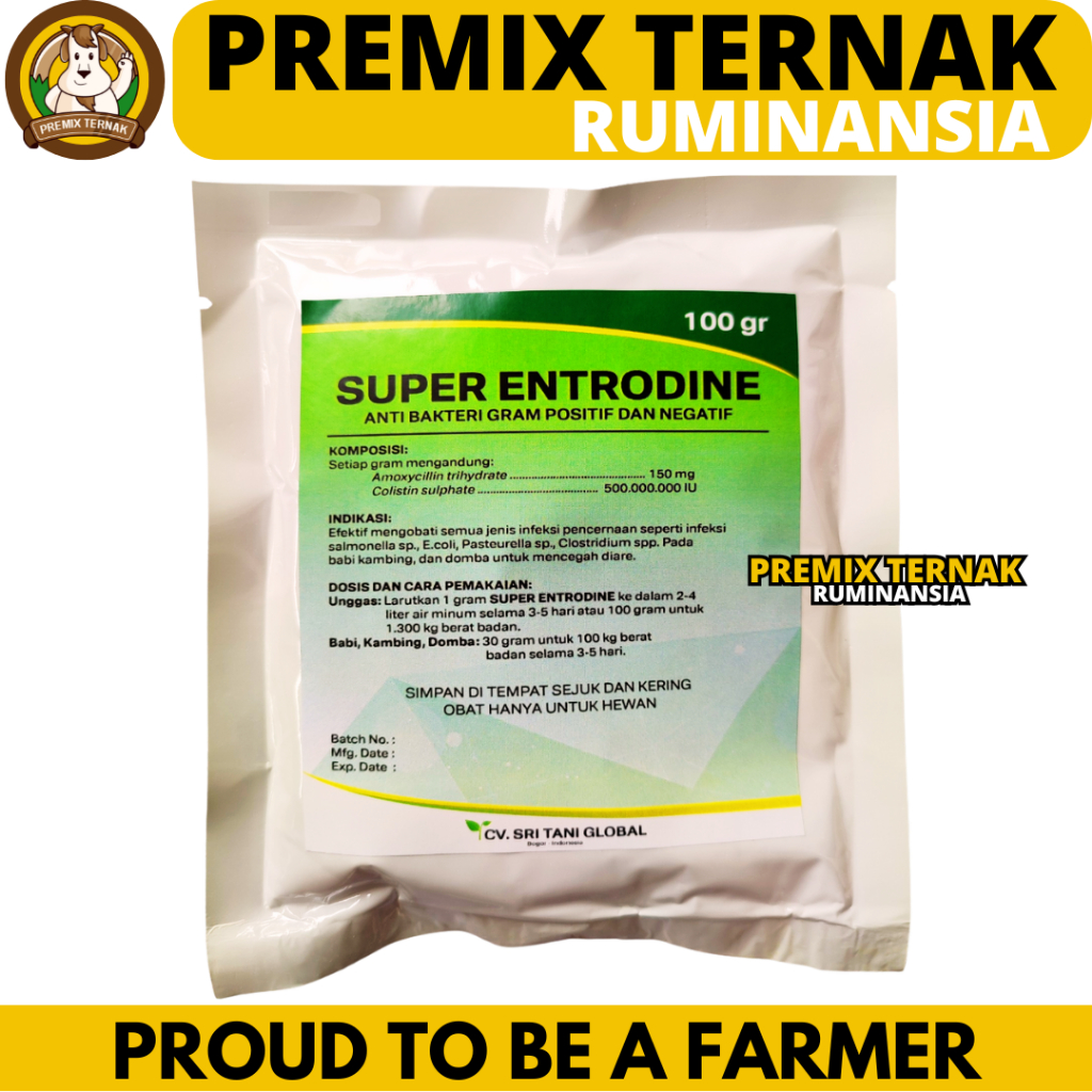SUPER ENTRODINE 100 gr | Obat Mencret Ternak - Obat Mencret Ayam - Obat Mencret Kambing - Obat Mencr