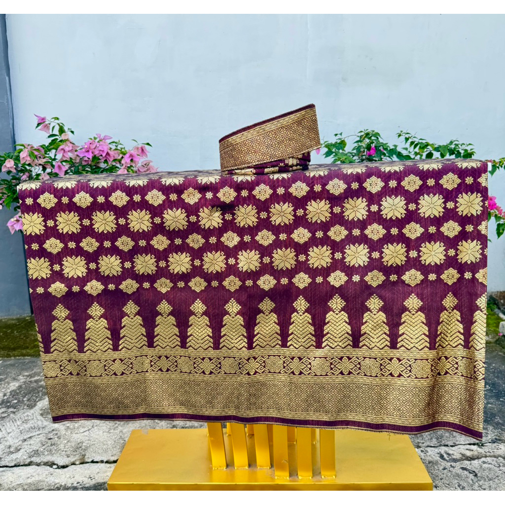 Set Tanjak Melayu Dengan Bahan Asli Songket Riau, Kualitas Premium