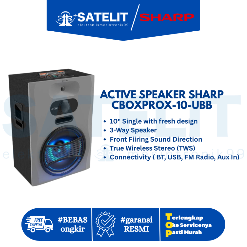 Active Speaker Sharp CBOXPROX-10-UBB | Speaker Aktif Bluetooth | Bass Kuat & Powerful