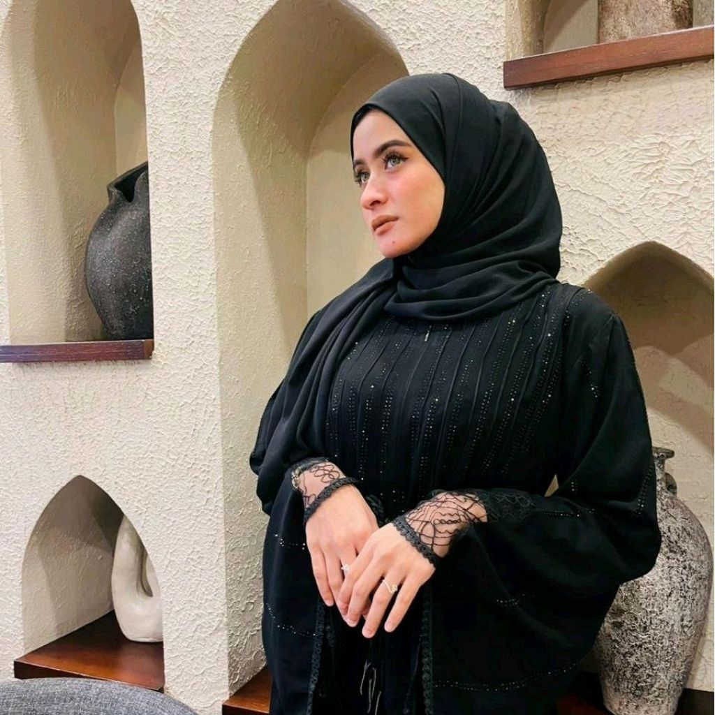 TERBARUU Abaya Tasya detail tangan komprang kombinasi renda dan brokat