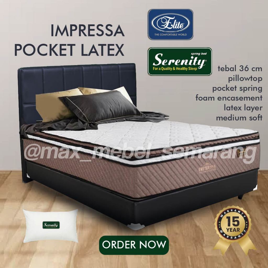 Kasur Springbed Elite Serenity Impressa Pocket Spring Latex FREE BANTAL Mebel MCS Furniture Semarang