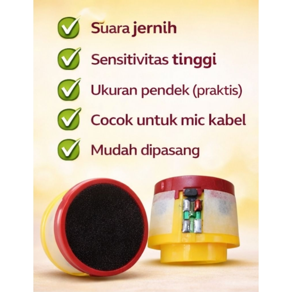 Spool Mic Pendek Kuning | Kapsul Mic Sensitif | Suara Jernih | Untuk Mic Kabel & Mic Rakitan