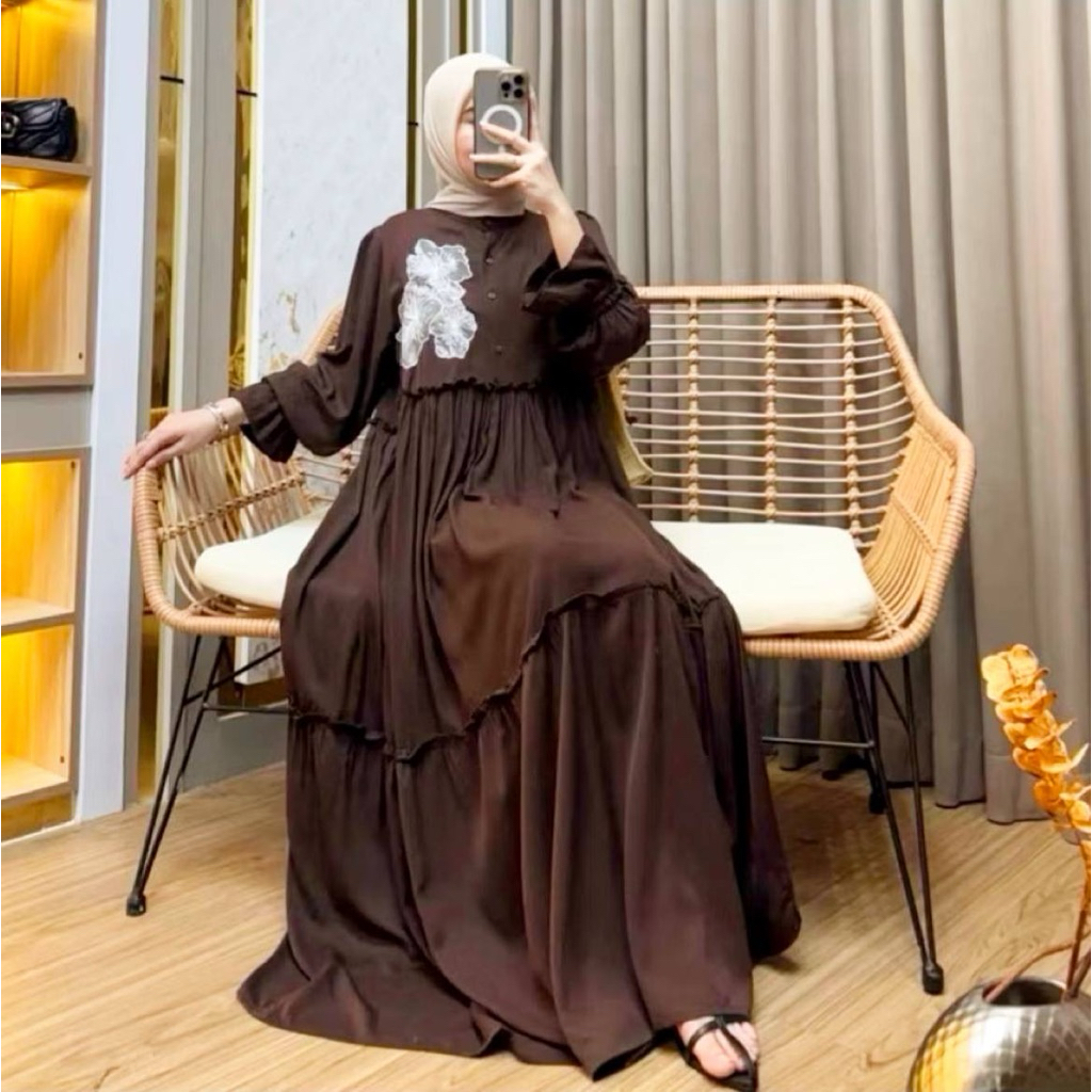 TERBARU GAMIS TWILL POLOS BORDIR GAMIS LEBARAN SIMPLE ELEGAN GAMIS LEBARAN MURAH