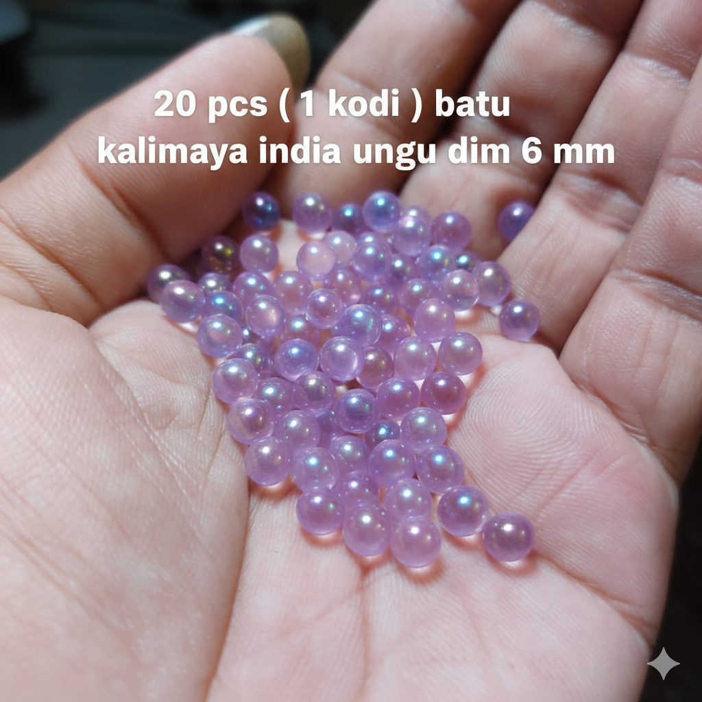 20 pcs ( 1 kodi ) batu akik kalimaya india ungu 6 mm